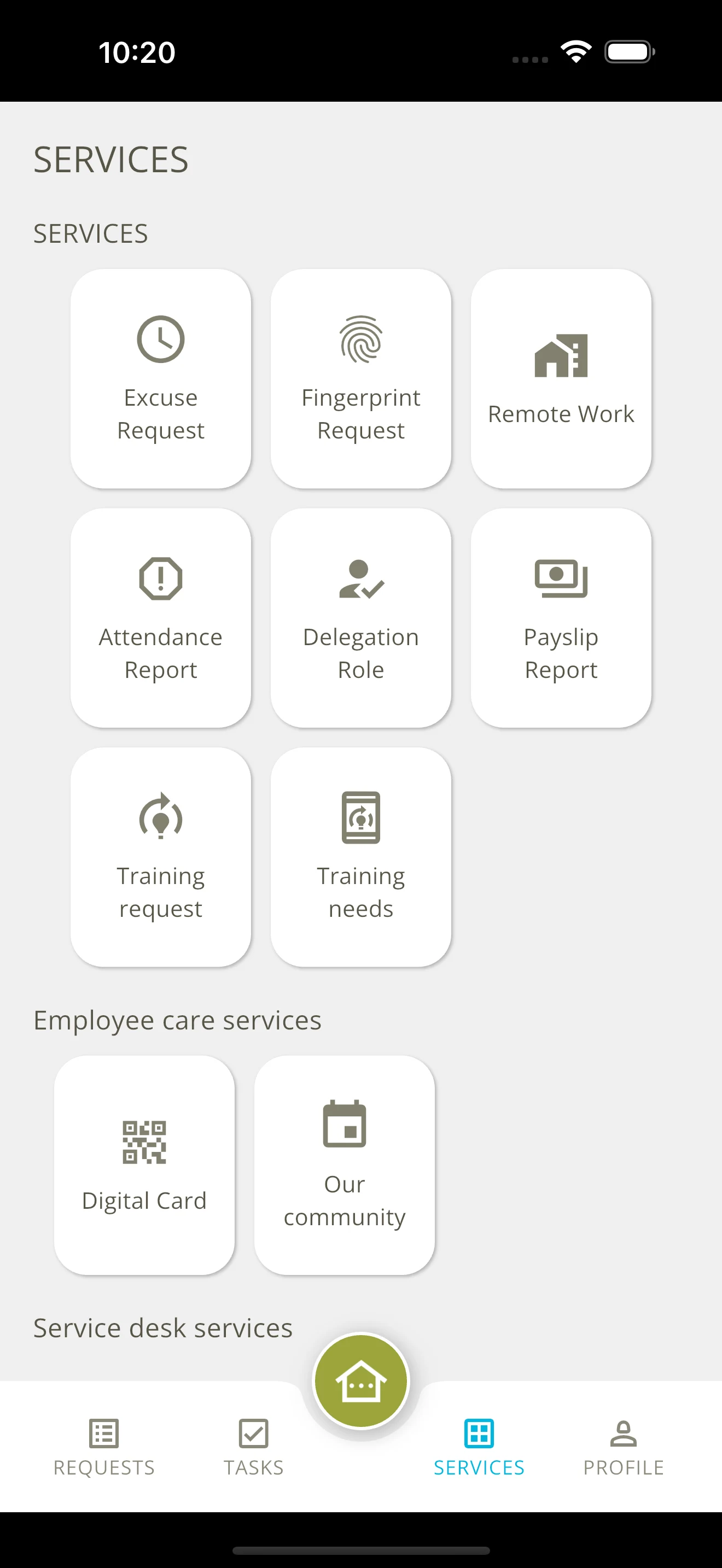 Self Services screenshot
